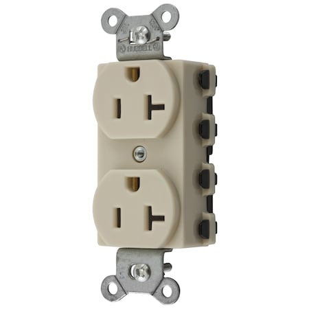 Hubbell Wiring Device-Kellems Straight Blade Receptacle, 5-20R, 20 A, 125V AC, 2 Pole, 3 Wire, Grounded SNAP5362INA